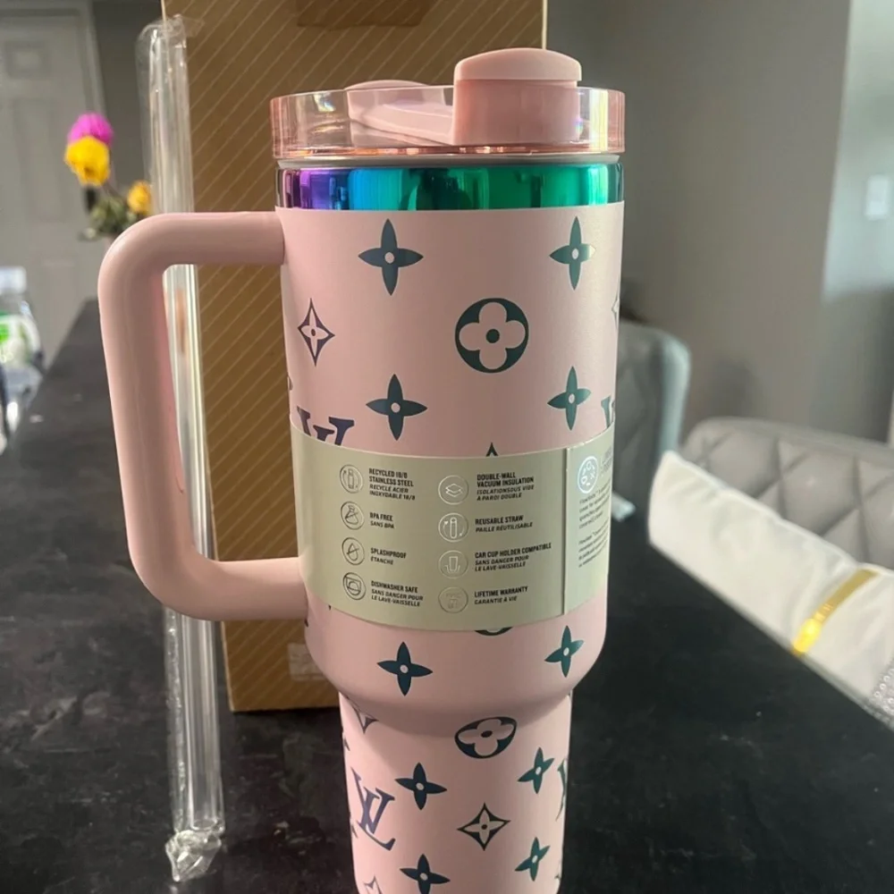 Stanley 40 OZ Pink Designer Patterned Tumbler Cup - Picture 3 of 5